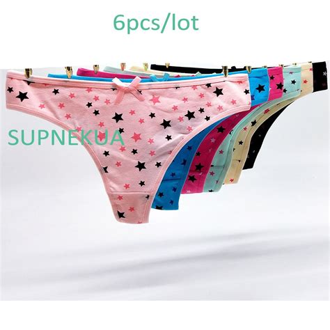 6pcs Cotton Panties Girl S Underwear Printed Stars Thongs Underwear