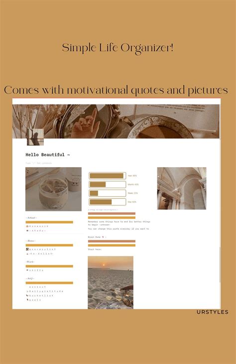 Beige Brown Aesthetic All In One Personal Planner Notion Template
