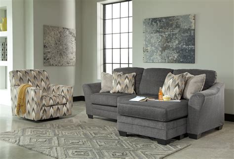 Ashley Braxlin Sofa Chaise In Charcoal Baci Living Room