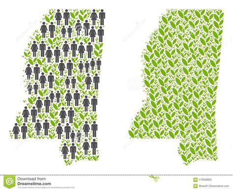 People And Environment Mississippi State Map Stock Vector