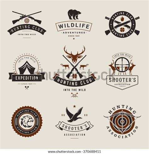 Set Hunting Fishing Labels Badges Logos Stock Vector Royalty Free