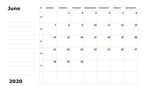 June Blank Calendar 9 Pdf Template Page Free Printable Blank Holidays