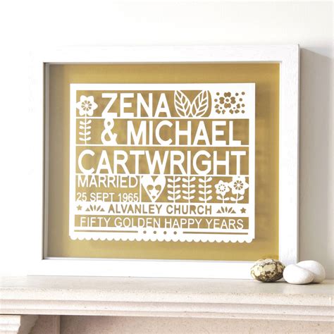 A 50th wedding anniversary is a big milestone for anyone. Personalised 50th Golden Wedding Anniversary Gift By Ant ...