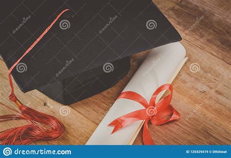Mortarboard Or Graduation Cap And Diploma Stock Image Image Of