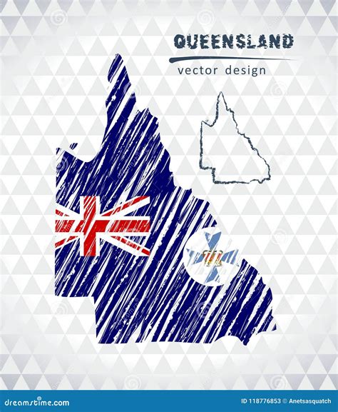 Queensland Vector Map Illustration Isolated On White Background