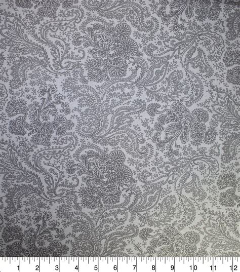Premium Wide Cotton Fabric Gray Twisted Paisley Joann