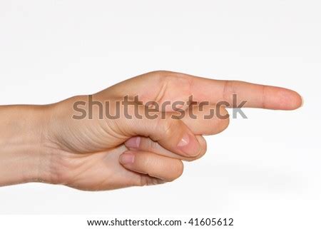 Women Hand With Index Finger Extended Simulating Pressing A Button Or Indicating Something Stock
