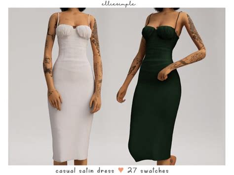 Elliesimple Casual Satin Dress The Sims 4 Casual Satin Dress