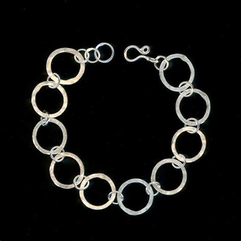 Hammered Bracelet Large Circle Sterling Silver By Wvworksjewelry