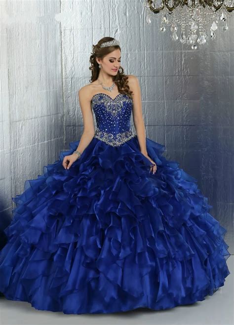 Beautiful Ball Gown Crystals Beading Royal Blue Quinceanera Dresses 15
