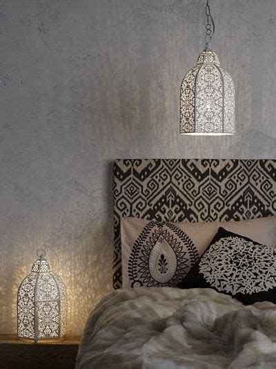 Headboard Covered In Fabric Black And White Moroccan Bedroom