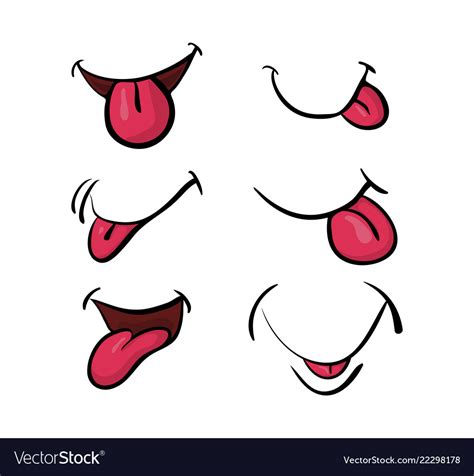 Cartoon Mouth With Tongue Set Symbol Icon Design Vector Image
