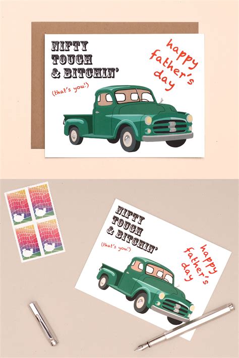 Fathers Day Truck Card Funny Fathers Day Card Vintage Etsy Funny