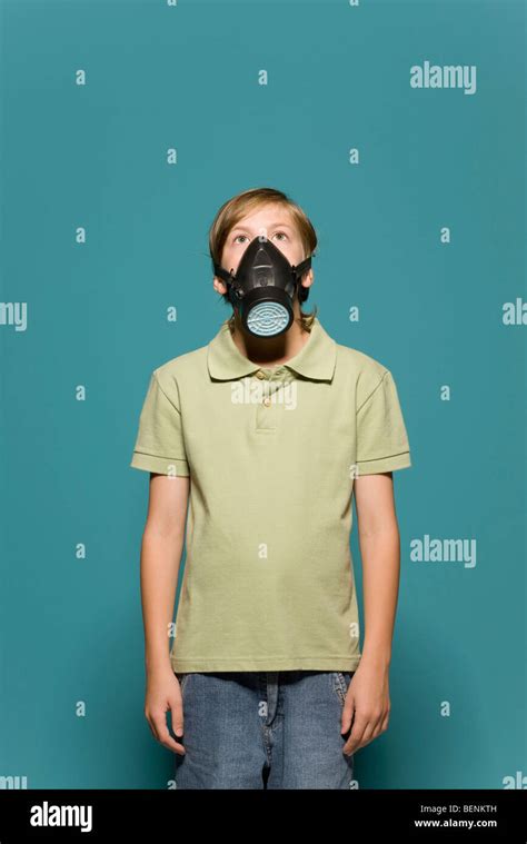 Boy Wearing Gas Mask Stock Photo Alamy
