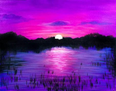 Learn how to paint a beautiful sunset sky with this exciting free art lesson from professional oil painter and art instructor wilson bickford. Pink/purple sky | Lake painting, Landscape paintings, Sunset painting