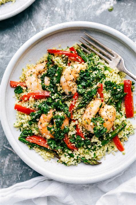 Combine all ingredients (including olive oil) and mix until nearly smooth. Shrimp Couscous {With Roasted Veggies!} | Chelsea's Messy ...