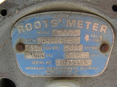 roots dresser    psig cfh rotary gas meter bullseye industrial sales