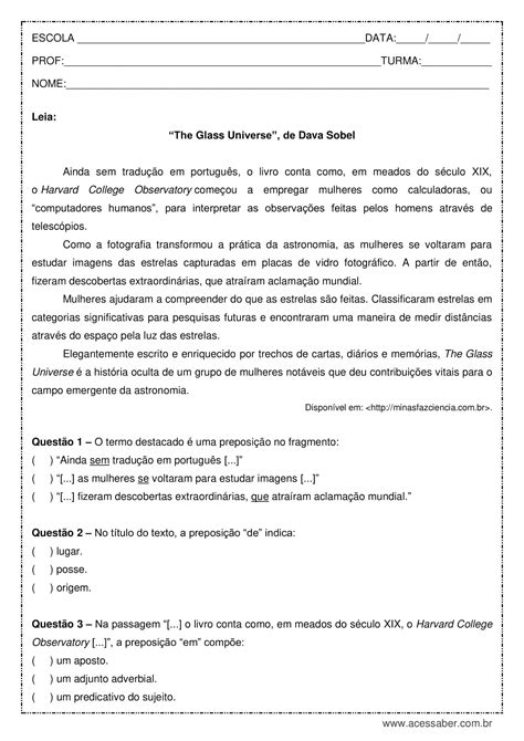 Atividades De Lingua Portuguesa Ensino Medio Com Gabarito