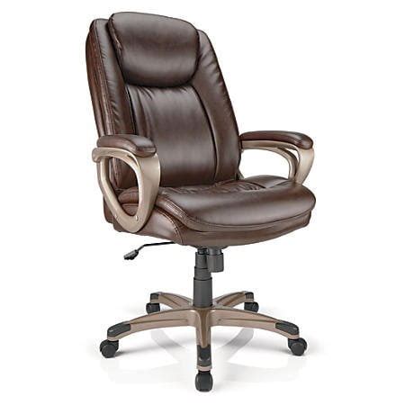 The backrest on this realspace leather chair provides plenty of support for your lower back, and the seat cushion helps take stress off your legs so height and tilt adjustments. On Sale Realspace Tresswell Bonded Leather High-Back Chair ...