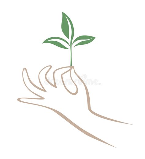 Hand Holding Plant And Soil In Its Palm Stock Vector Illustration Of