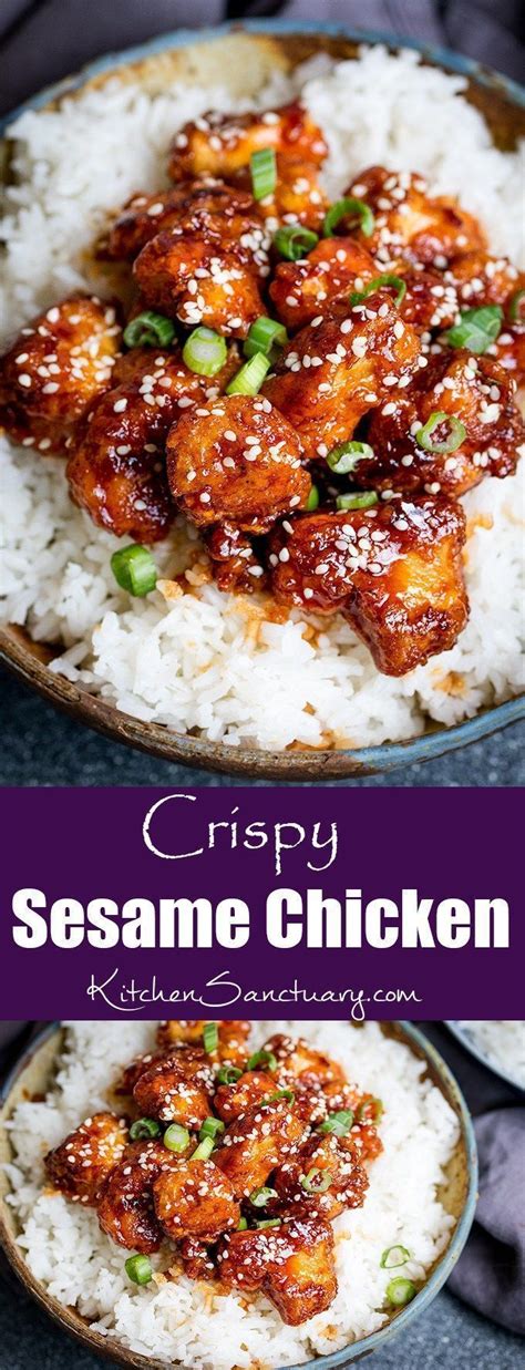 The sticky glaze sauce on the chicken is a favorite of ours. Crispy Sesame Chicken with a Sticky Asian Sauce - tastier than that naughty take | Easy chinese ...