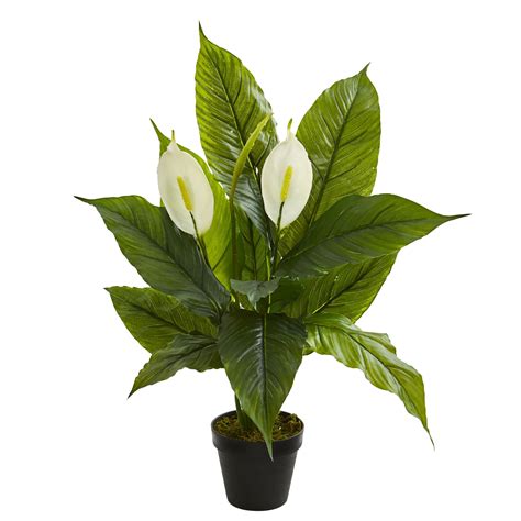 Nearly Natural 26in Spathiphyllum Artificial Plant Real Touch Green