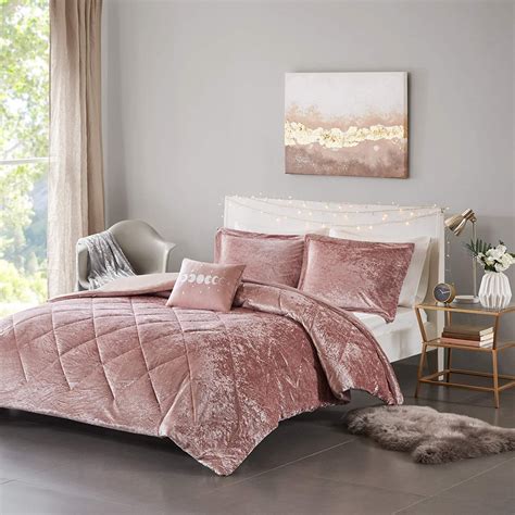 Felicia Blush Modern Glam All Season Comforter Cover Bedding Set With