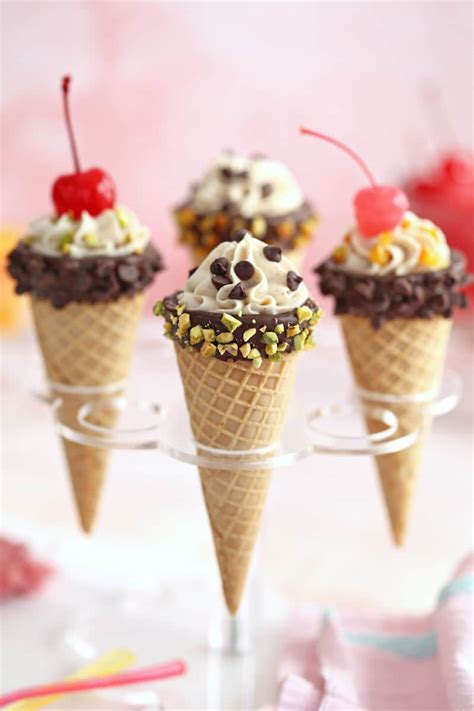 Traditional ricotta filling is stuffed into sugar cones! Cannoli Cones - SugarHero