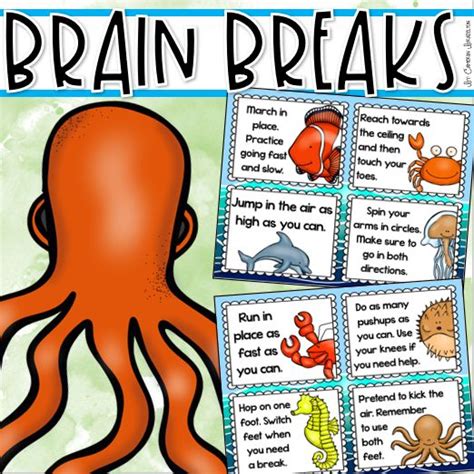 Brain Breaks Movement Cards Ocean Under The Sea Theme Brain Breaks