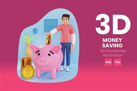 Money Saving 3d Character Illustration Graphic By Imoogigraphic