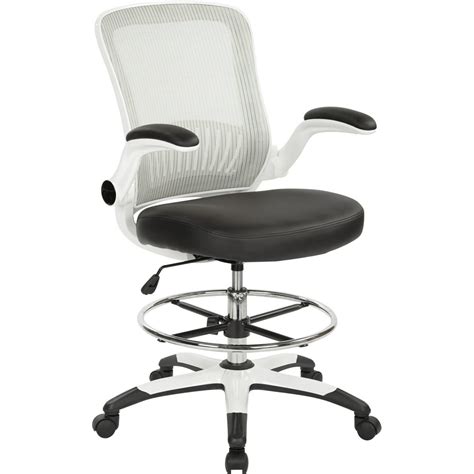 Office Star Products Mesh Back Drafting Chair With Black Faux Leather