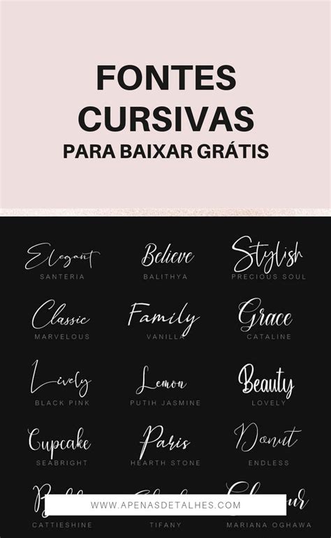 Fontes cursivas para baixar grátis Apenas Detalhes Fontes cursivas Fontes de letras gratis