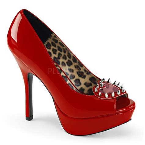 Heart Spike Peep Toe High Heel Shoes NWT | Stiletto pumps, Red patent heels