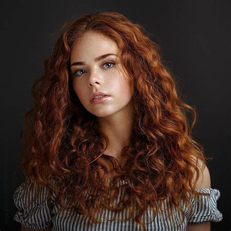 erika postnikova red hair model beautiful red hair red curly hair