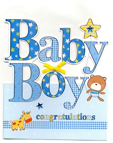 Large New Baby Boy Congratulations Greeting Card 9 X 10 Cutting Edge