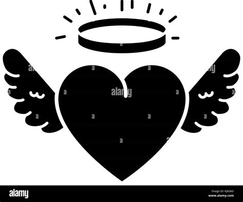 Cute Heart With Wings And Halo Stock Vector Image And Art Alamy