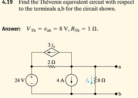 Solved Find The Thevenin Equivalent Circuit With Respect To