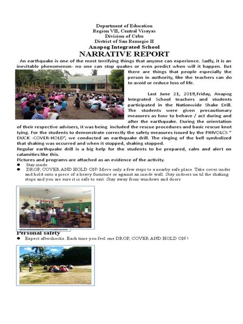 Narrative Report Anapog Integrated School Pdf Natural Disasters