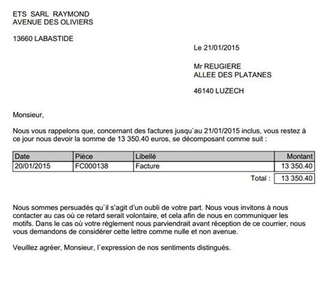 Lettre De Relance Pour Reglement Facture Financial Report