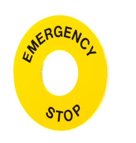 Pushbutton Label Yellow Disc Emergency Stop