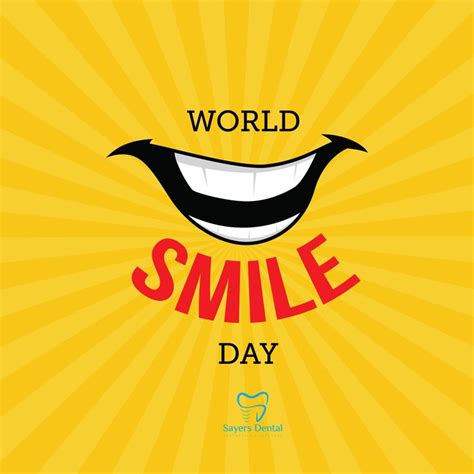 A Yellow Background With The Words World Smile Day On It And An Image
