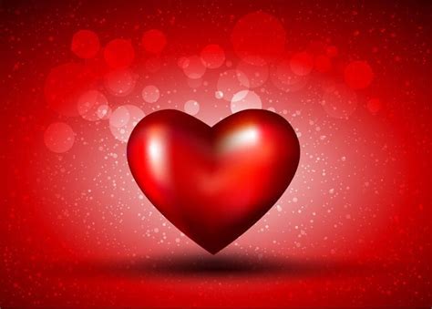 Corazón Brillante 3d Sobre Fondo Rojo Bokeh Descargar Vector