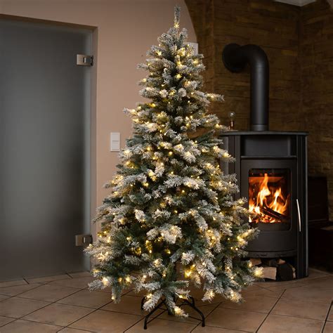 Künstlicher Weihnachtsbaum Fichte Schneeoptik Mit Beleuchtung 150 Cm