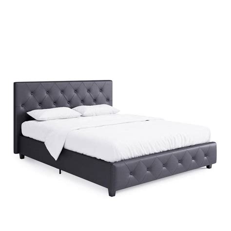 Dhp Dean Gray Faux Leather Upholstered Queen Bed De84515 The Home Depot