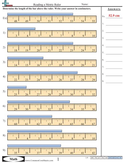 Reading A Ruler Inches Worksheet