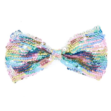 Pastel Rainbow Reversible Sequin Hair Bow Claires Us