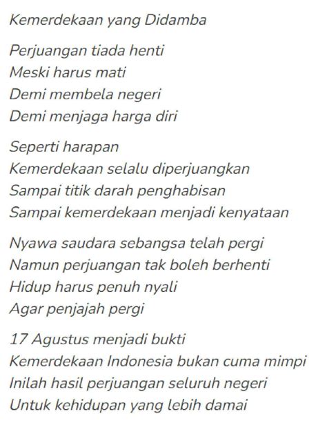 8 Contoh Puisi Kemerdekaan 4 Bait Untuk Menyambut 17 Agustus