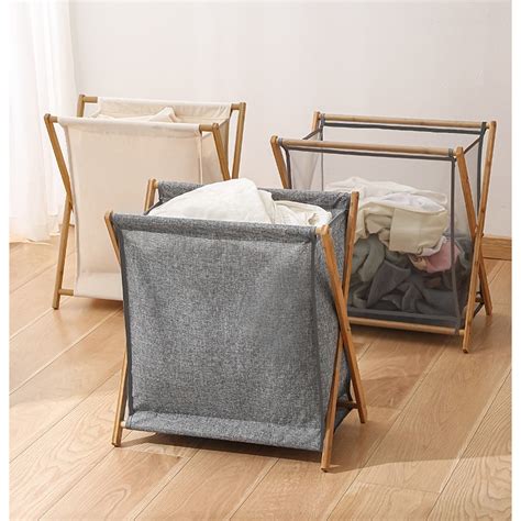 Jual KERANJANG BAJU CUCIAN KOTOR LIPAT LAUNDRY BAG BASKET FRAME BAMBU