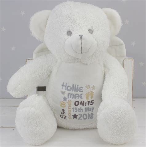 Personalised White Angel Teddy Bear | Heavensent Baby Gifts