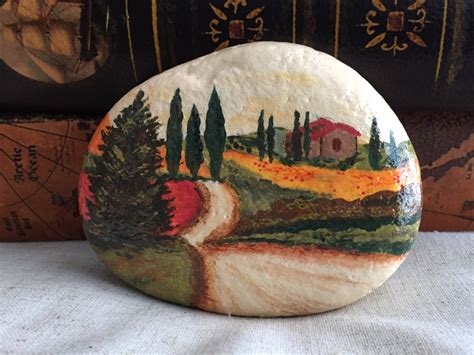 Tuscany Italy Landscape Hand Painted Rock by AlleluiaRocks on Etsy # ...